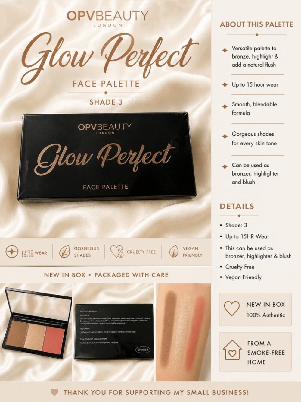 OPV Beauty Glow Perfect Face Palette Shade 3 – NEW IN BOX